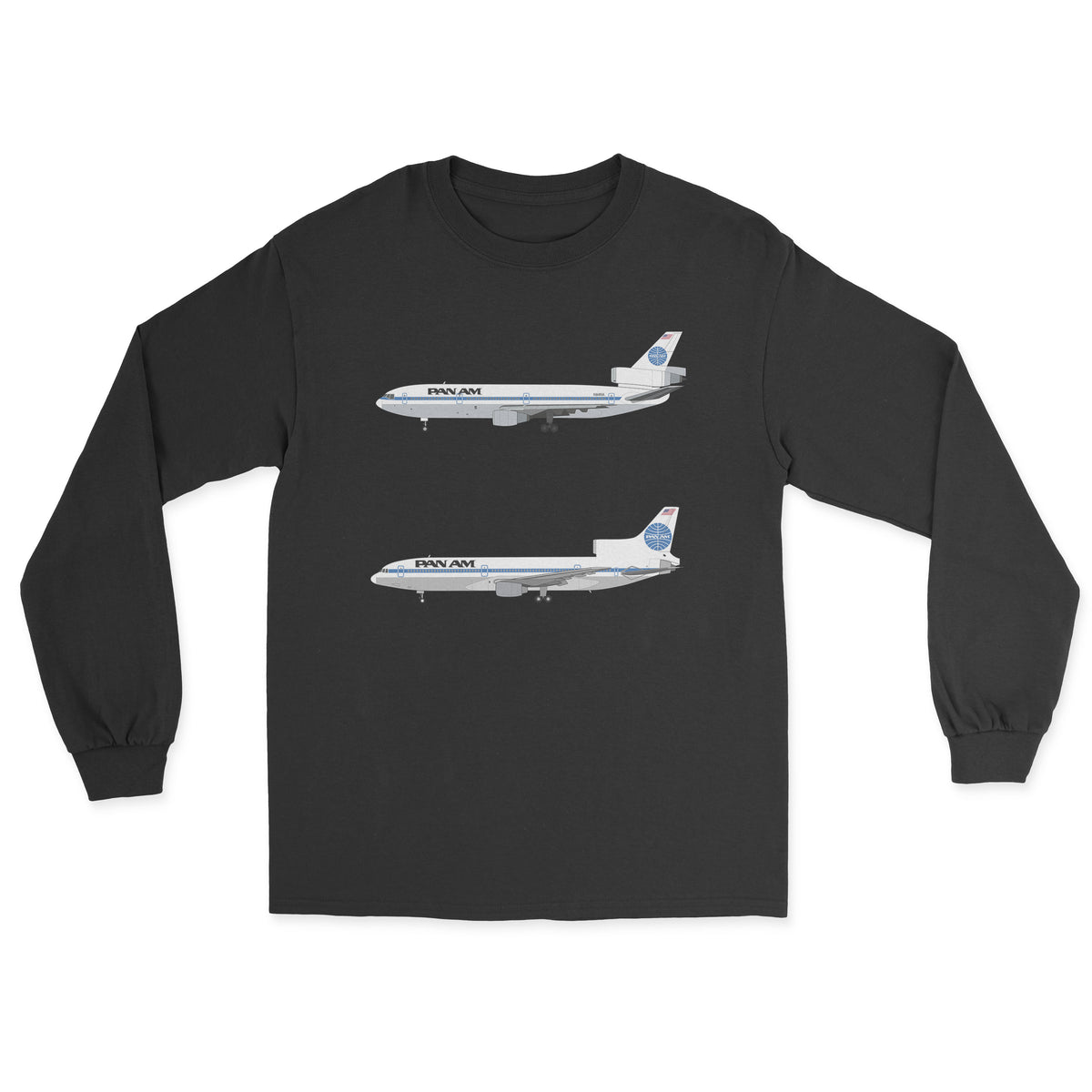 Pan Am DC-10, L-1011 Unisex Long Sleeve T-Shirt - Black