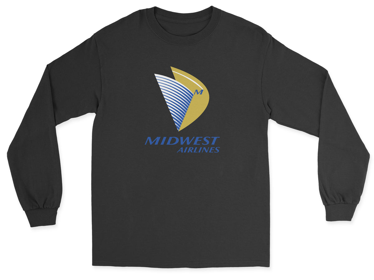 Midwest Airlines Unisex Long Sleeve T-Shirt - Black