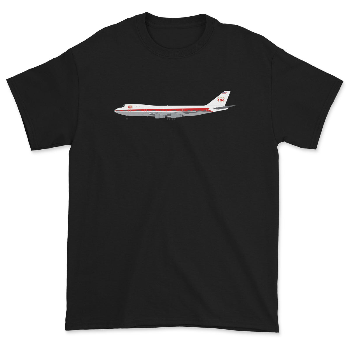 TWA Boeing 747 Unisex T-Shirt - Black