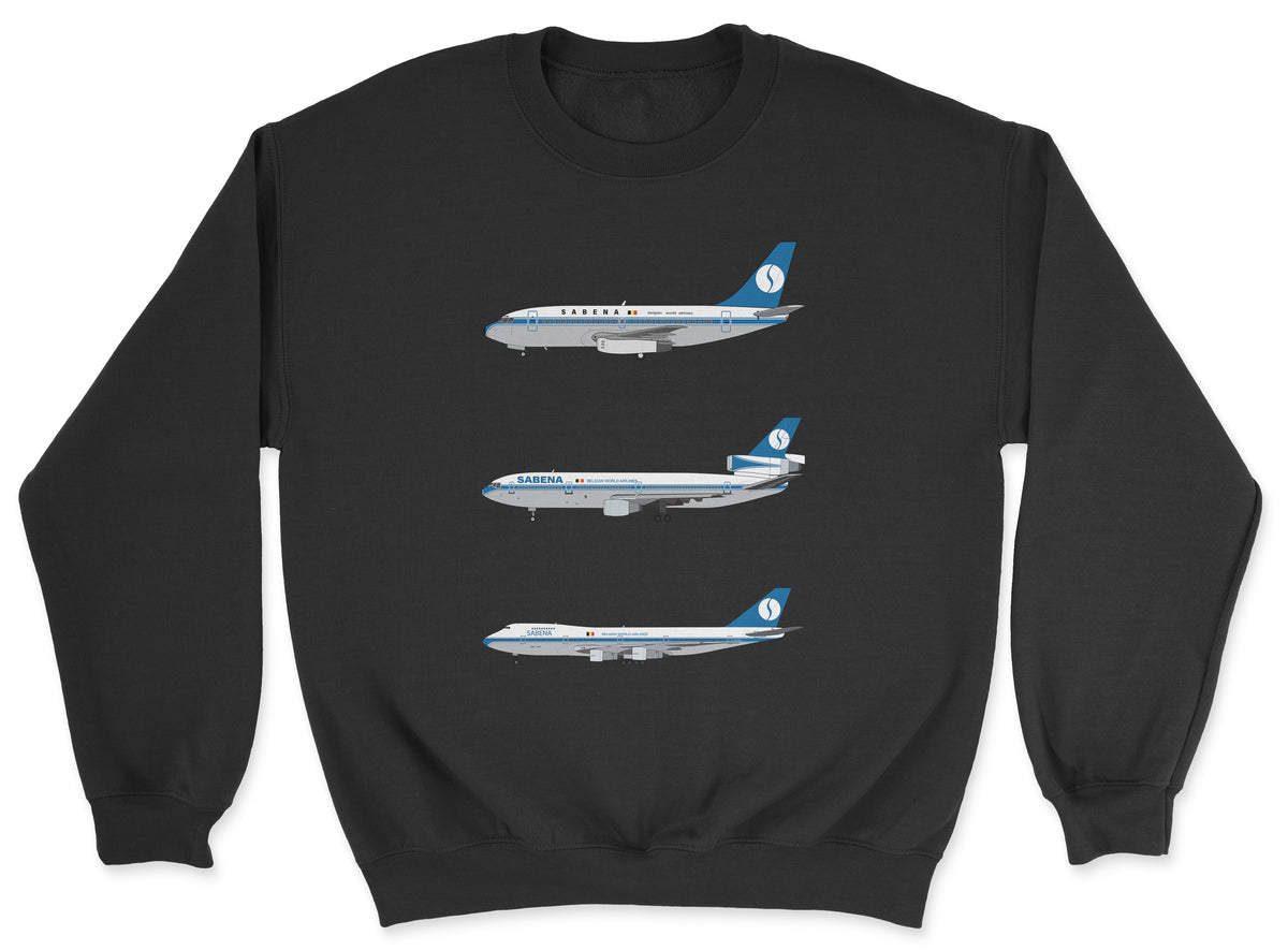 Sabena B737, DC-10, B747 Unisex Sweatshirt - Black