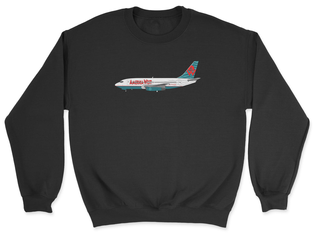 America West Airlines Boeing 737 Unisex Sweatshirt - Black