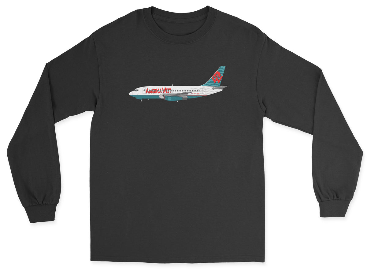America West Airlines Boeing 737 Unisex Long Sleeve T-Shirt - Black