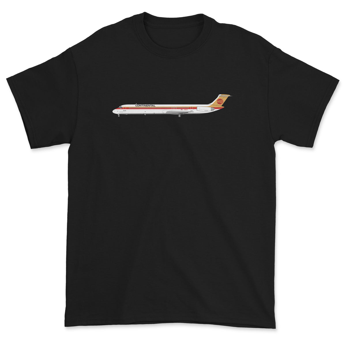Continental Airlines Mcdonnell Douglas MD-80 Unisex T-Shirt - Black