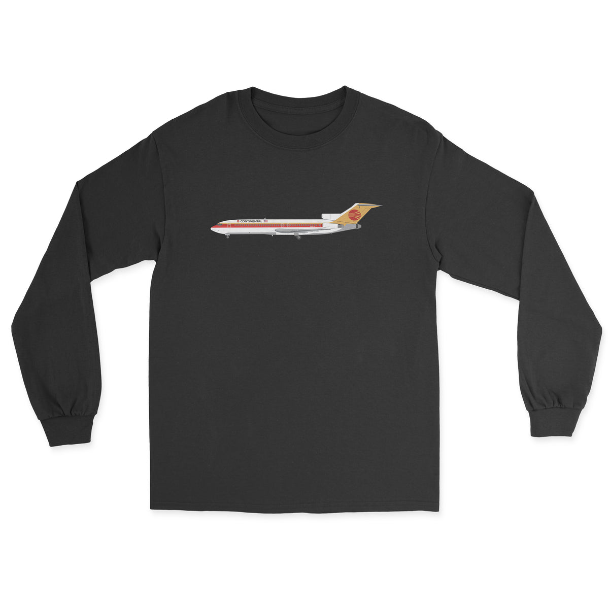 Continental Airlines Boeing 727 Unisex Long Sleeve T-Shirt - Black