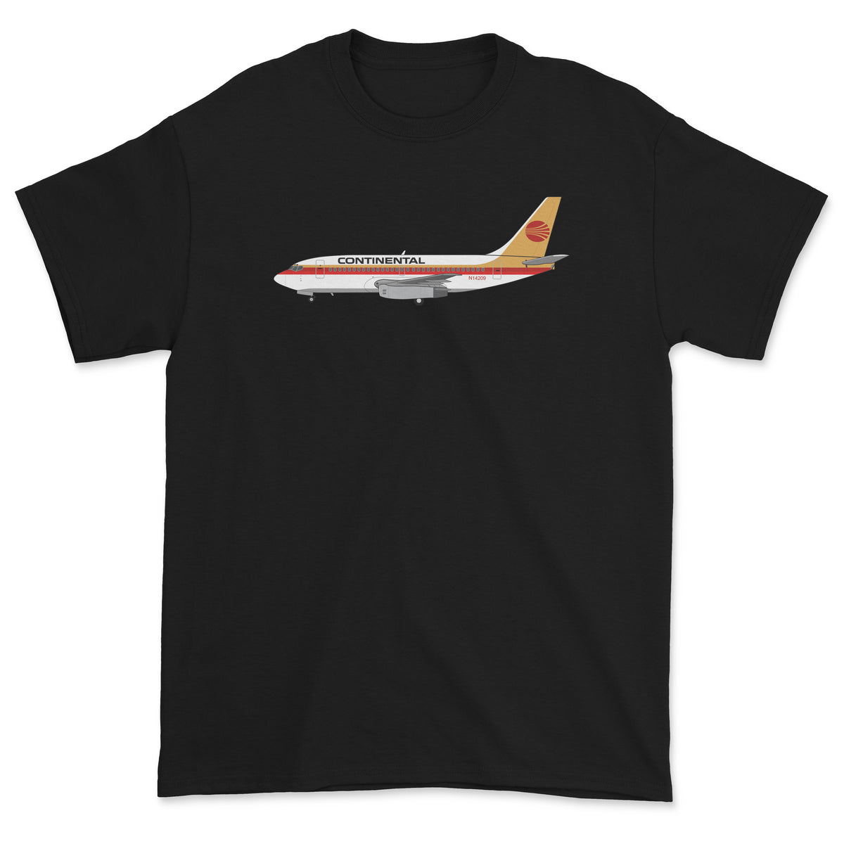 Continental Airlines Boeing 737-200 Unisex T-Shirt - Black