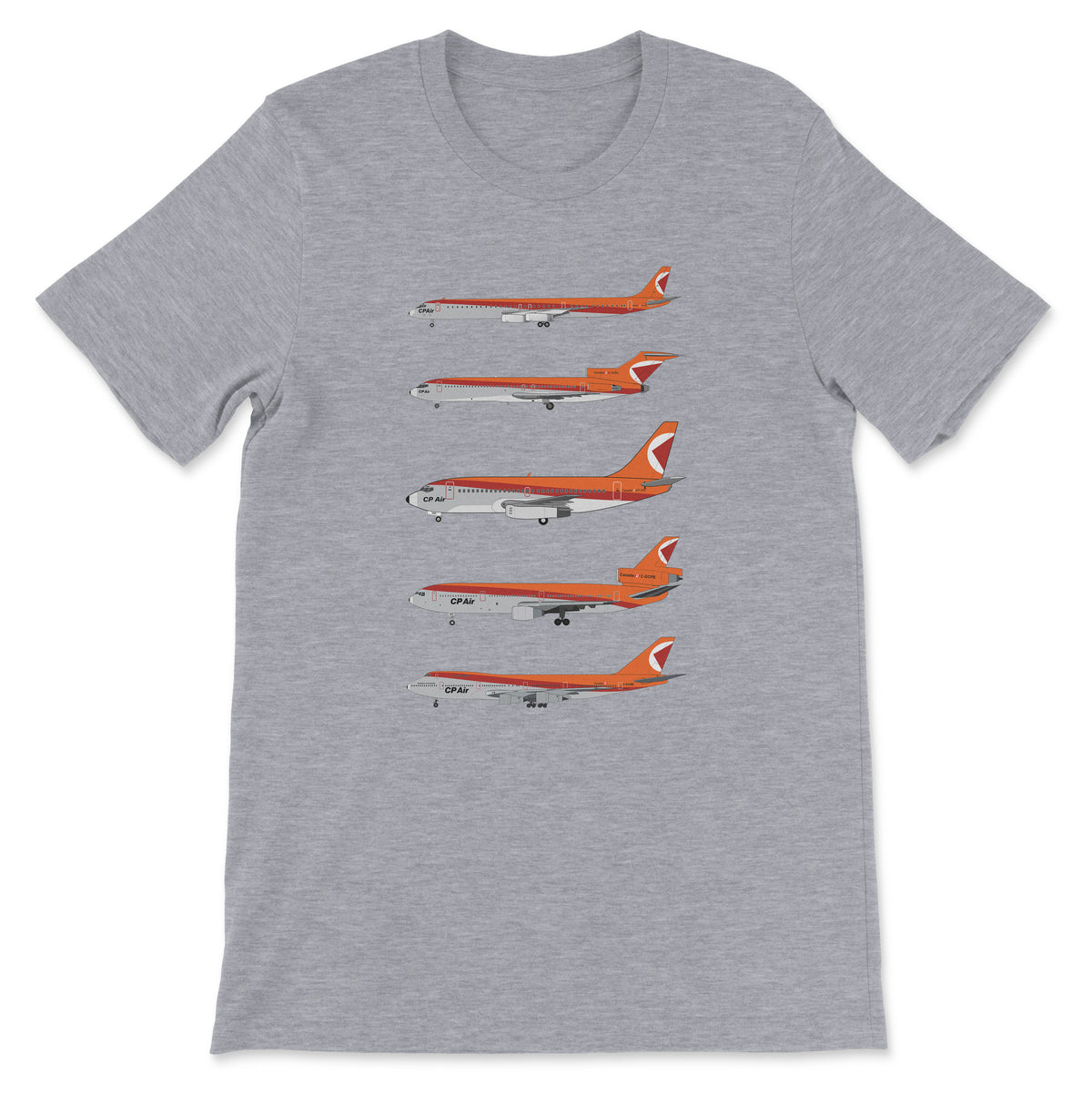 CP Air DC-8, B727, B737, DC-10, B747 Unisex T-Shirt - Athletic Heather