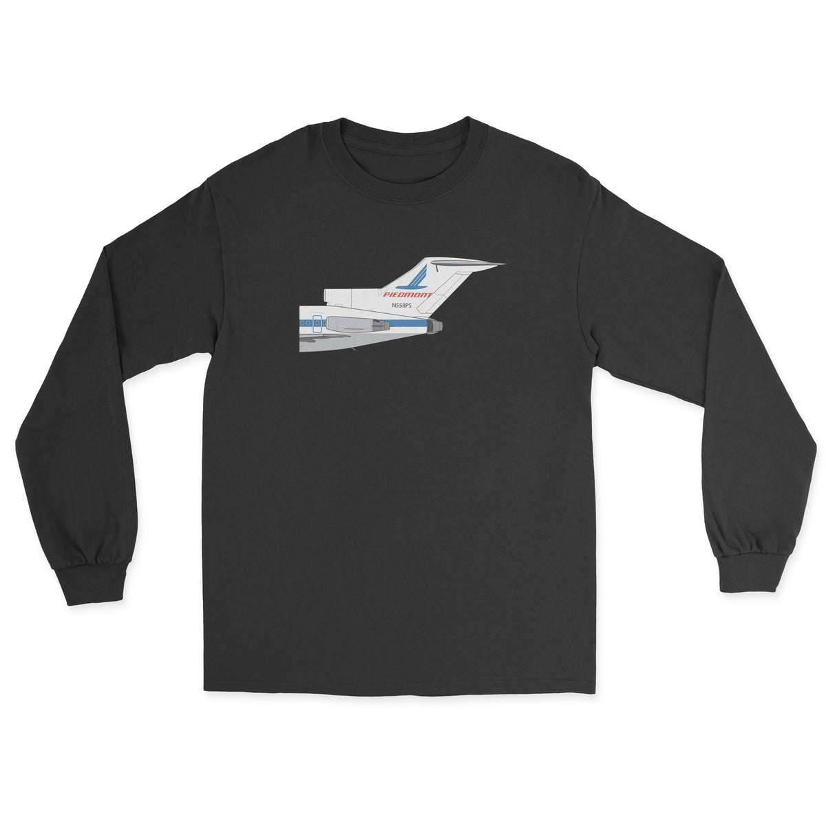 Piedmont Airlines Boeing 727 Tail Section Unisex Long Sleeve T-Shirt - Black