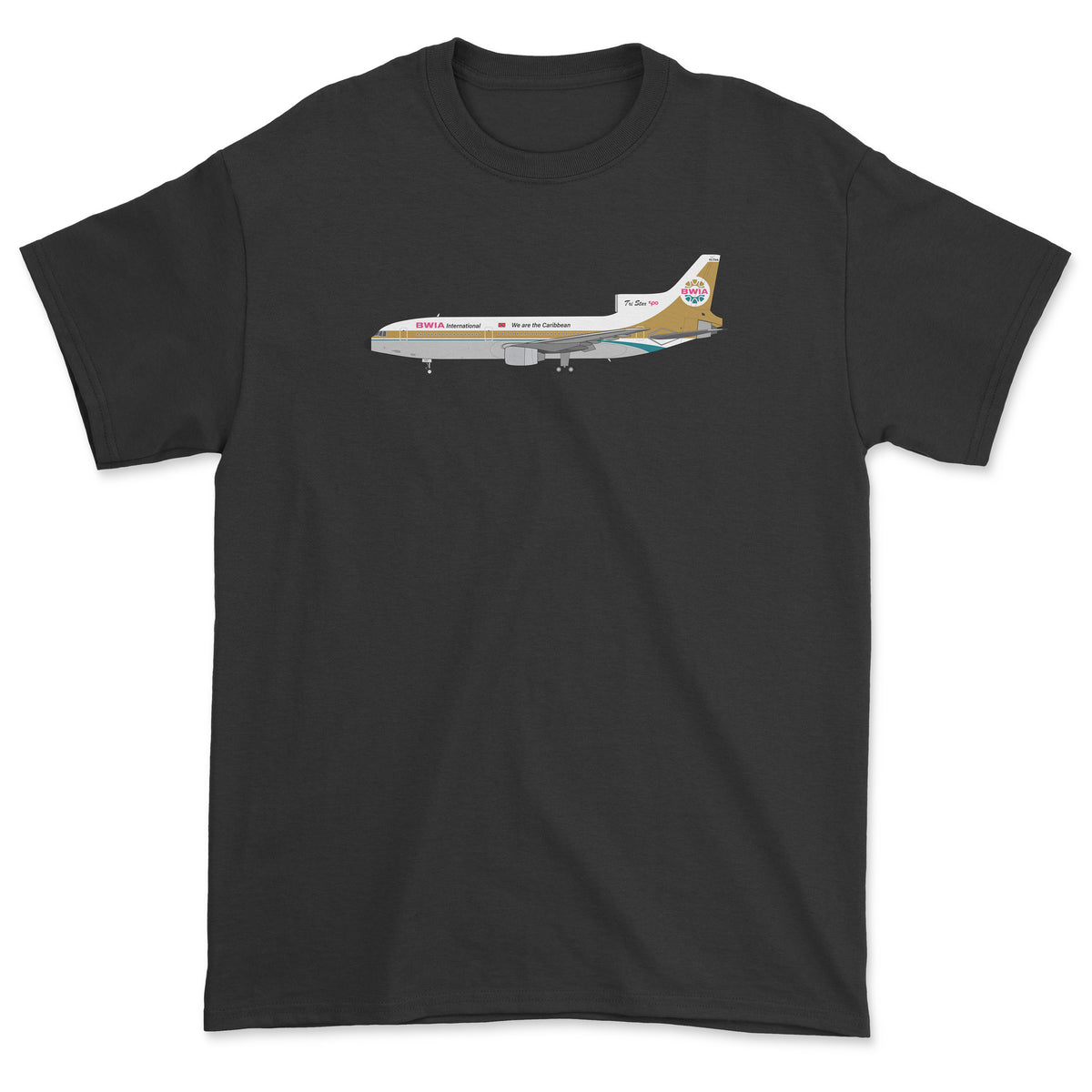 BWIA West Indies Airways Lockheed L-1011 TriStar Unisex T-Shirt - Black