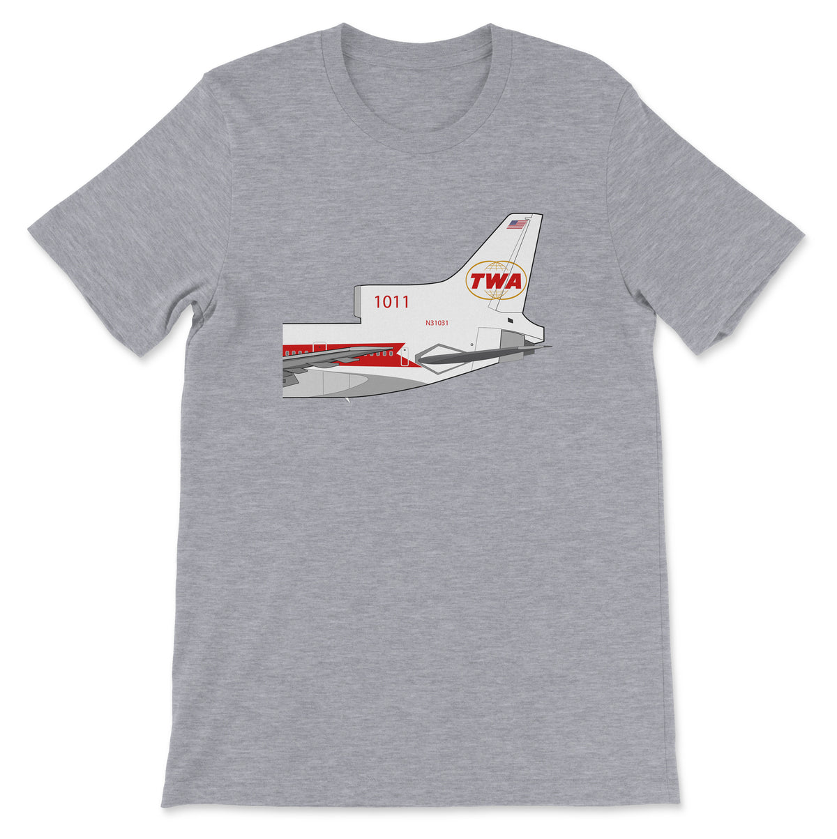 TWA Lockheed L-1011 Tristar Tail Section Unisex T-Shirt - Athletic Heather