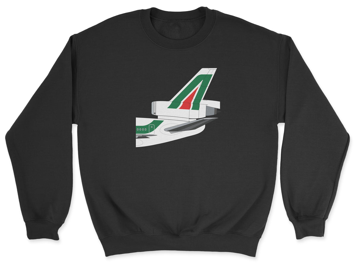 Alitalia McDonnell Douglas DC-10 Tail Section Unisex Sweatshirt - Black