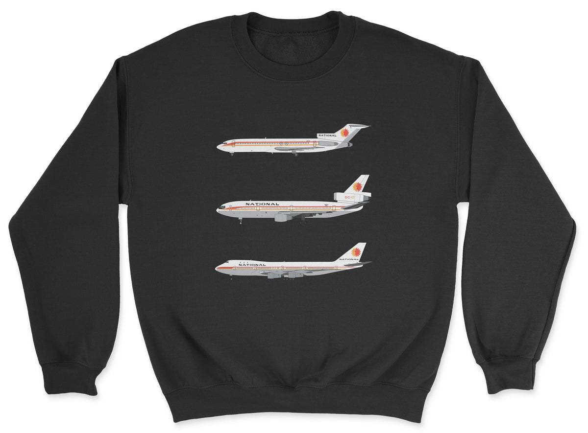 National Airlines B727, DC-10, B747 Unisex Sweatshirt - Black