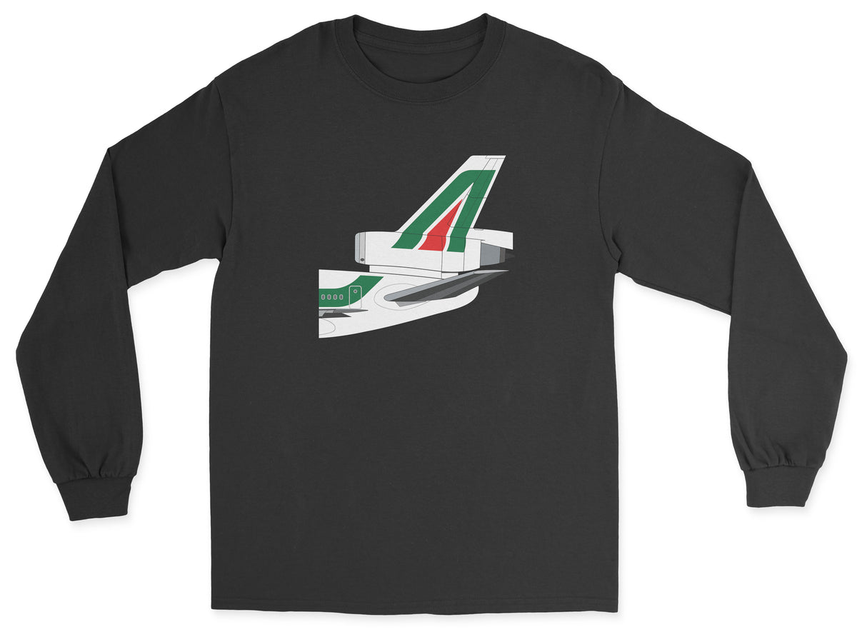 Alitalia McDonnell Douglas DC-10 Tail Section Unisex Long Sleeve T-Shirt - Black