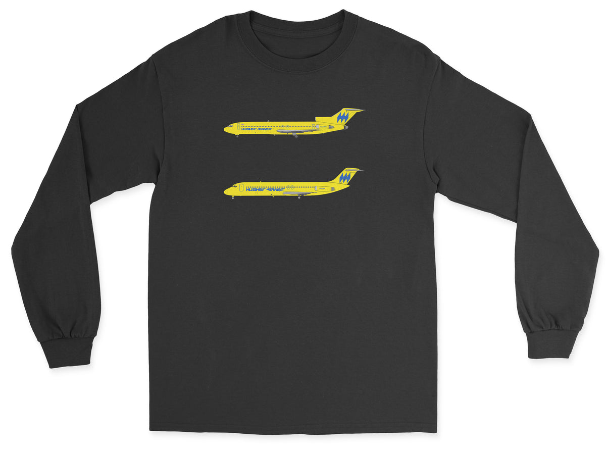 Hughes Airwest B727, DC-9 Unisex Long Sleeve T-Shirt - Black