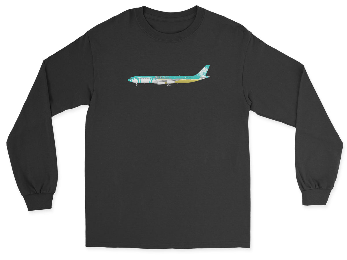BWIA West Indies Airways Airbus A340 Unisex Long Sleeve T-Shirt - Black