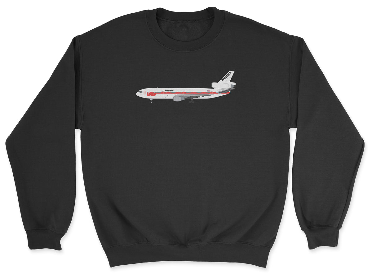 Western Airlines McDonnell Douglas DC-10 Unisex Sweatshirt - Black