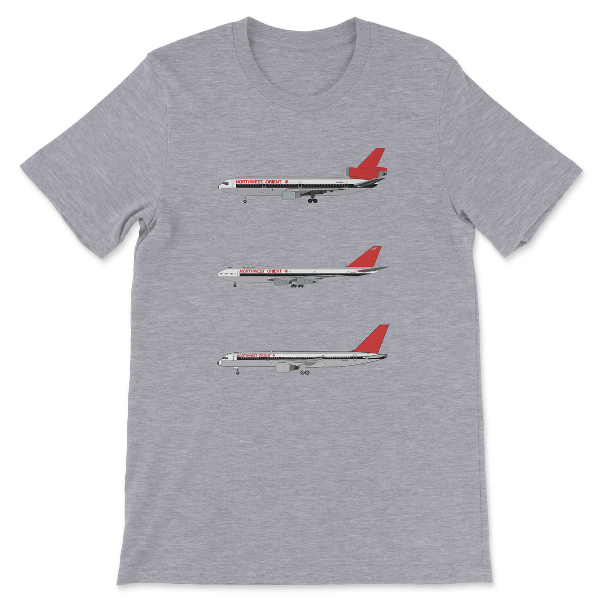 Northwest Orient Airlines DC-10, B747, B757 Unisex T-Shirt - Athletic Heather