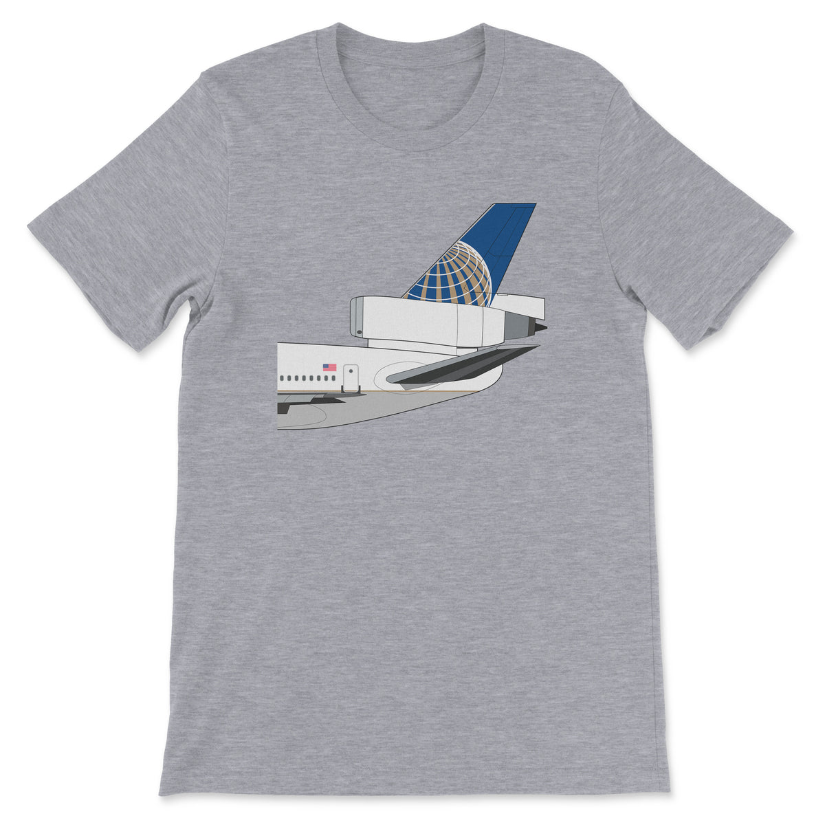 Continental Airlines Mcdonnell Douglas DC-10 Tail Section Unisex T-Shirt - Athletic Heather