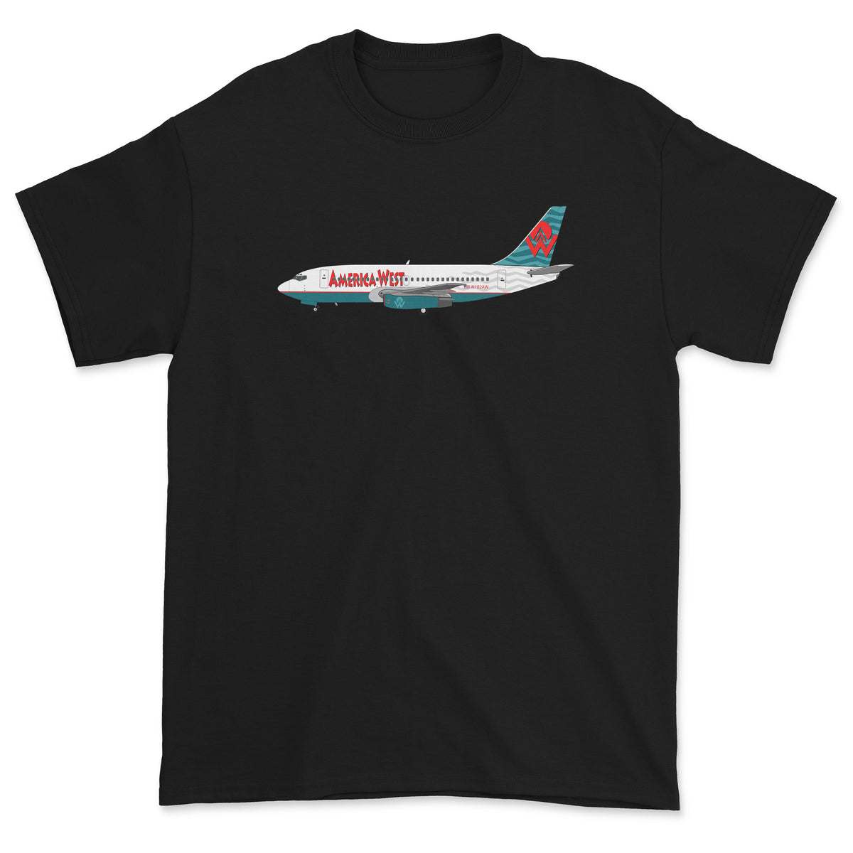 America West Airlines Boeing 737 Unisex T-Shirt - Black