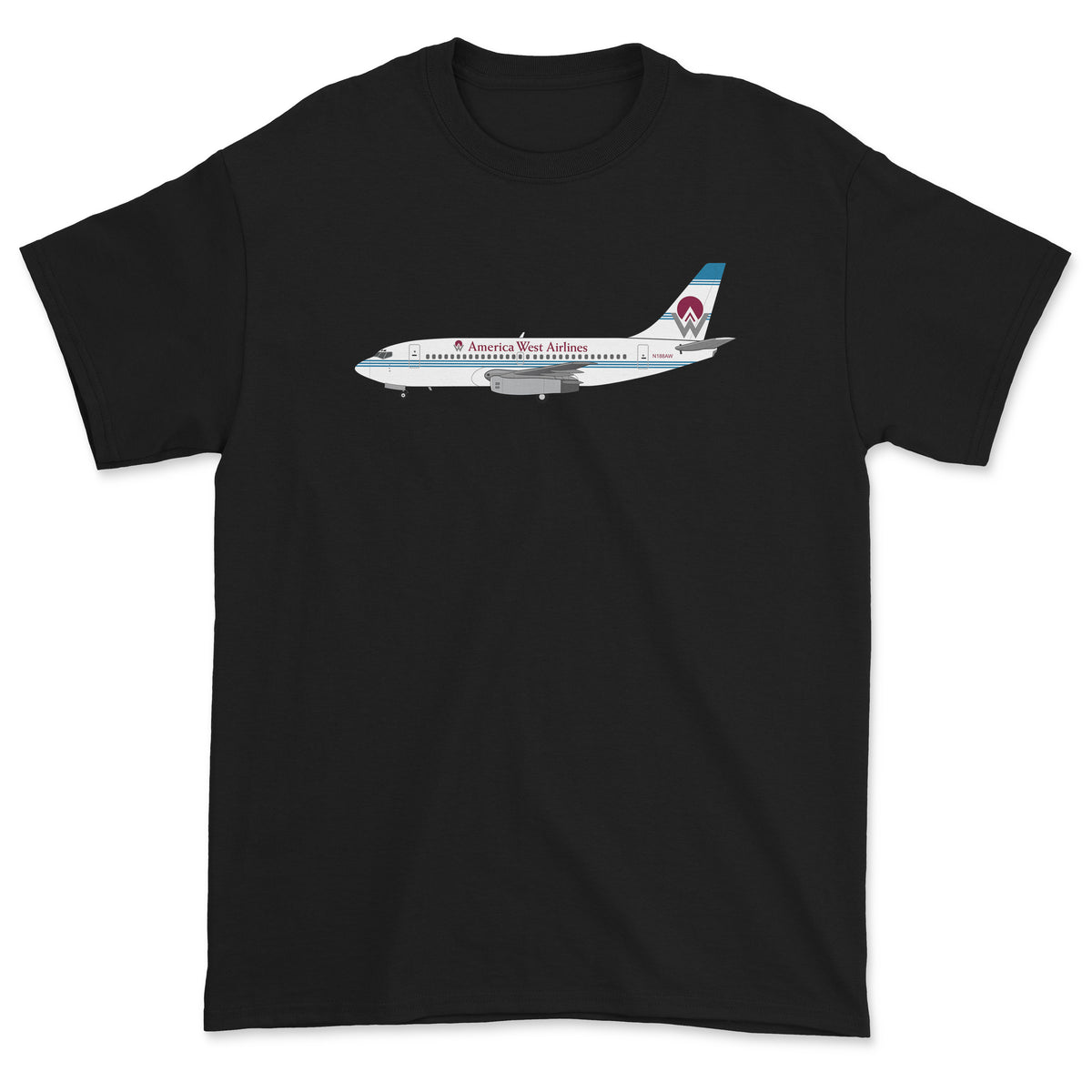 America West Airlines Boeing 737 Unisex T-Shirt - Black