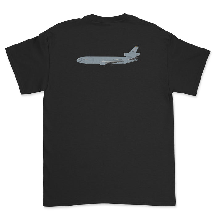 United States Air Force USAF McDonnell Douglas KC-10 Extender Unisex T-Shirt Printed On The Back - Black