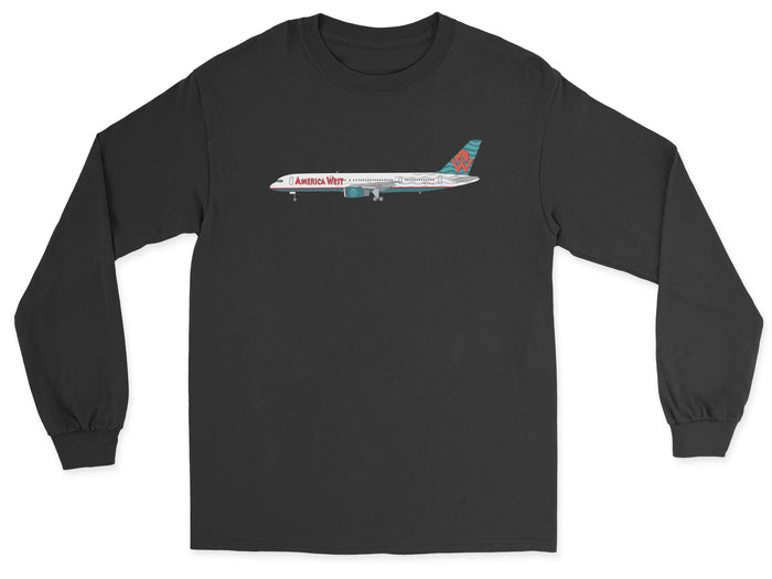America West Airlines Boeing 757 Unisex Long Sleeve T-Shirt - Black