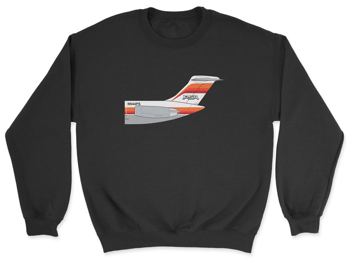 PSA Mcdonnell Douglas MD-80 Tail Section Unisex Sweatshirt - Black