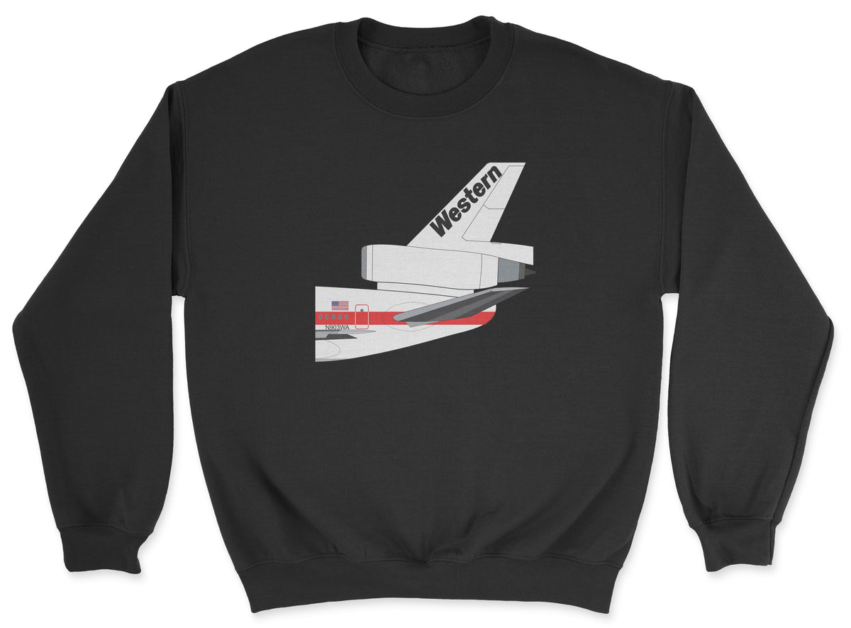 Western Airlines McDonnell Douglas DC-10 Tail Section Unisex Sweatshirt - Black