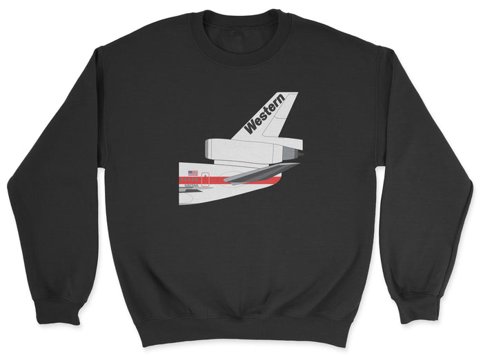 Western Airlines McDonnell Douglas DC-10 Tail Section Unisex Sweatshirt - Black