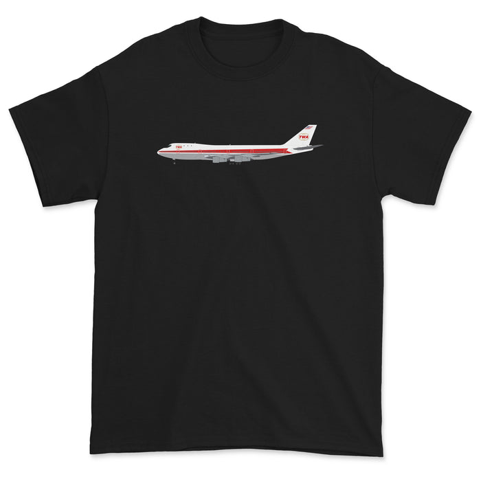 TWA Boeing 747 Unisex T-Shirt - Black
