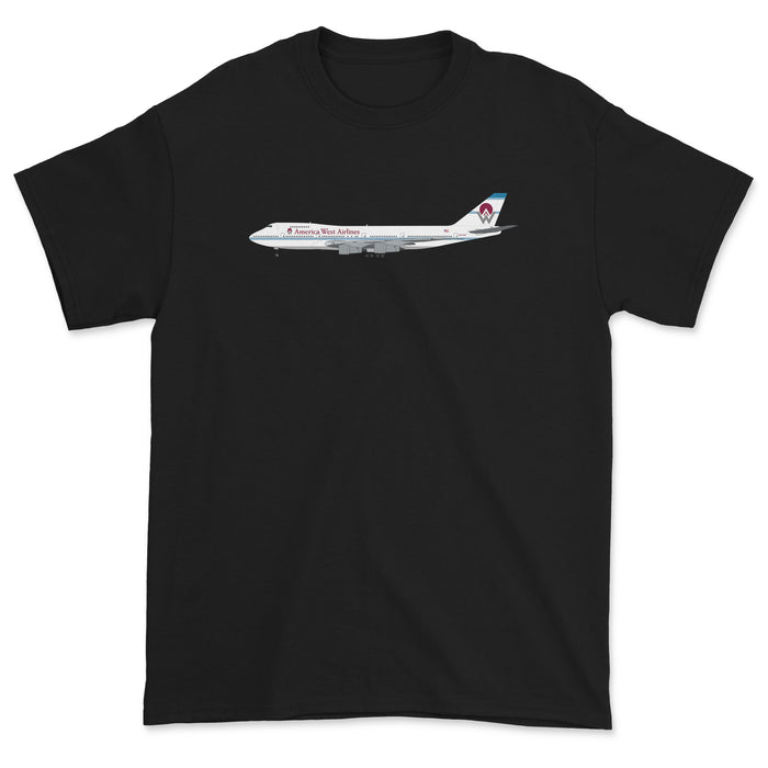 America West Airlines Boeing 747 Unisex T-Shirt - Black