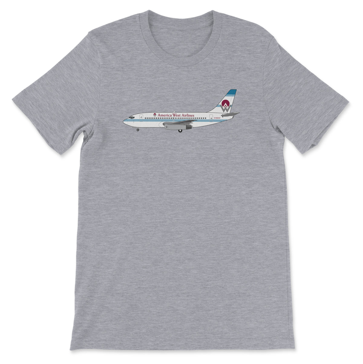 America West Airlines Boeing 737 Unisex T-Shirt - Athletic Heather