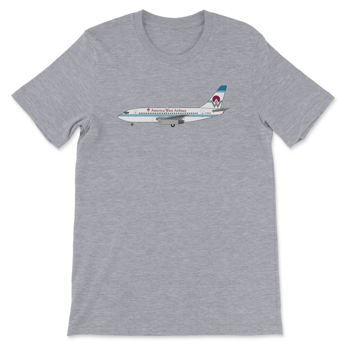 America West Airlines Boeing 737 Unisex T-Shirt - Athletic Heather