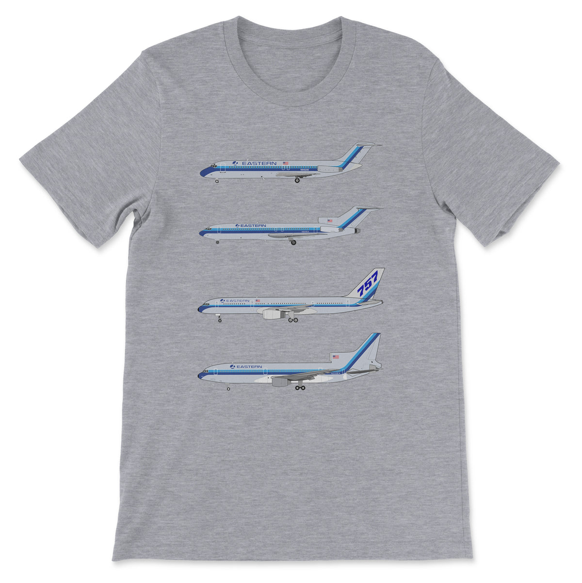 Eastern Airlines DC-9, B727, B757, L-1011 Unisex T-Shirt - Athletic Heather