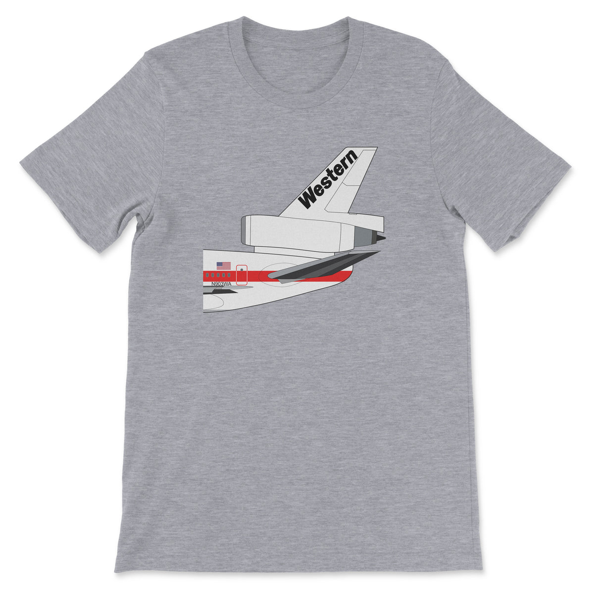 Western Airlines McDonnell Douglas DC-10 Tail Section Unisex T-Shirt - Athletic Heather