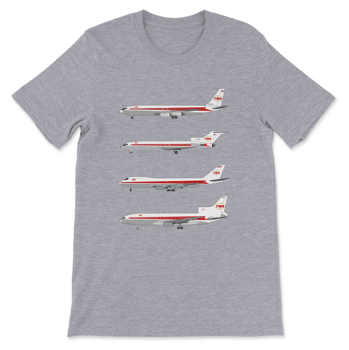 TWA B707, B727, B747, L-1011 Unisex T-Shirt - Athletic Heather