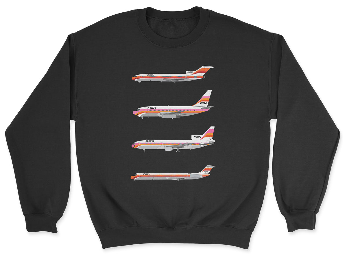 PSA B727, B737, L1011, MD-80 Unisex Sweatshirt - Black