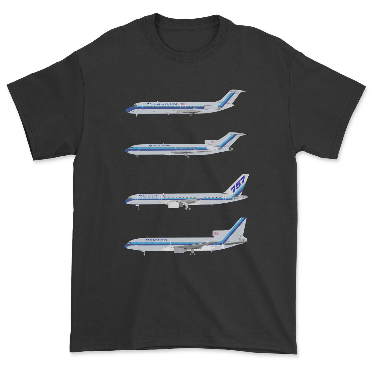 Eastern Airlines DC-9, B727, B757, L-1011 Unisex T-Shirt - Black