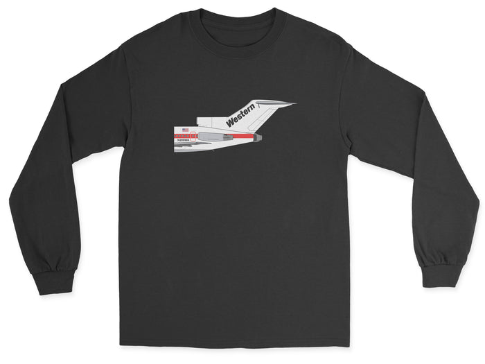 Western Airlines Boeing 727 Tail Section Unisex Long Sleeve T-Shirt - Black
