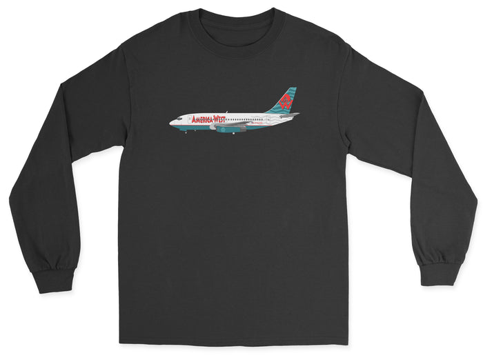 America West Airlines Boeing 737 Unisex Long Sleeve T-Shirt - Black