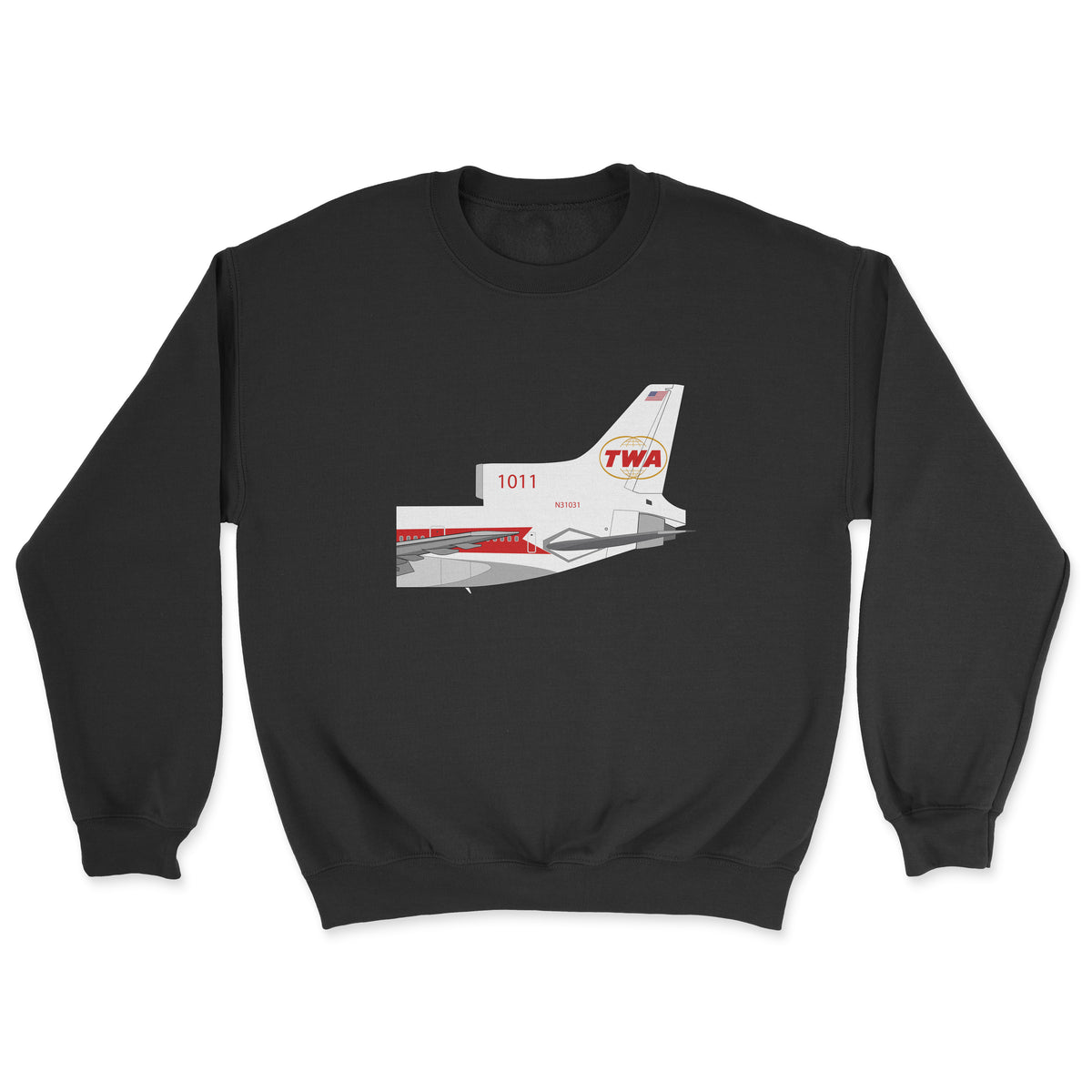 TWA Lockheed L-1011 Tristar Tail Section Unisex Sweatshirt - Black