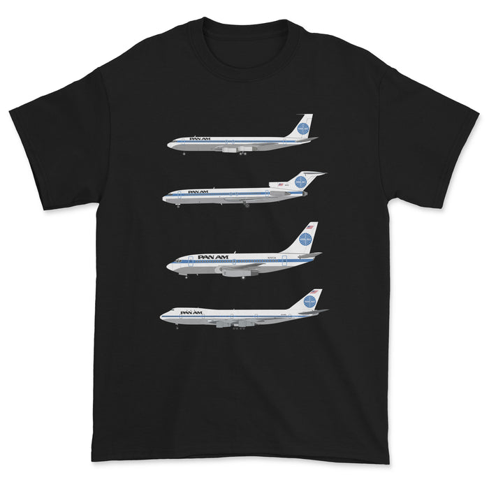 Pan Am B707, B727, B737, B747 Unisex T-Shirt - Black
