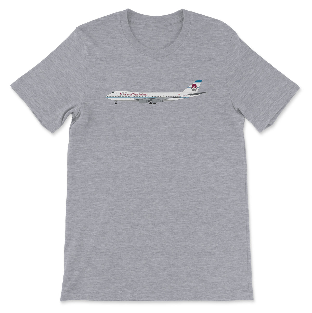 America West Airlines Boeing 747 Unisex T-Shirt - Athletic Heather