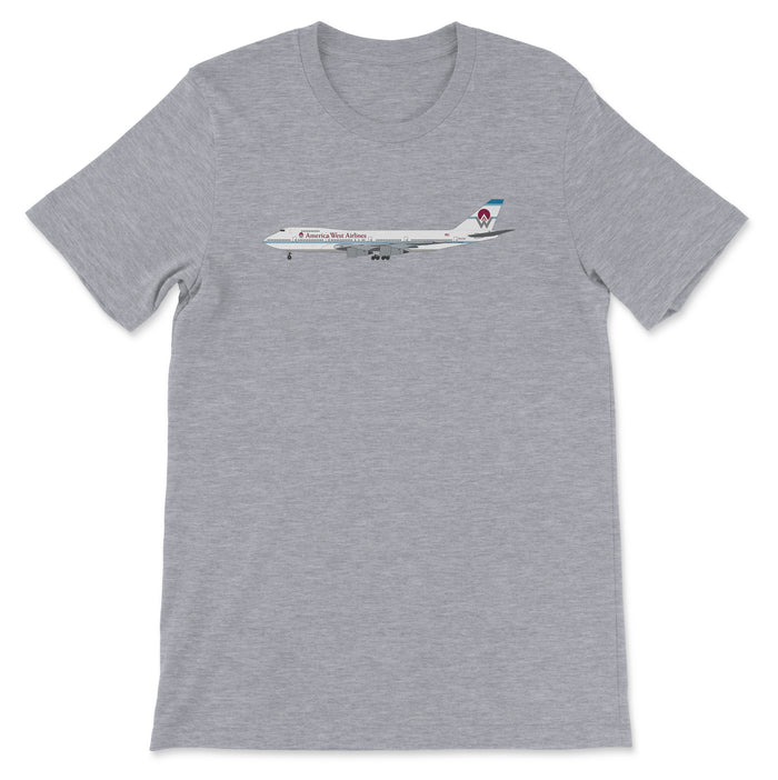 America West Airlines Boeing 747 Unisex T-Shirt - Athletic Heather