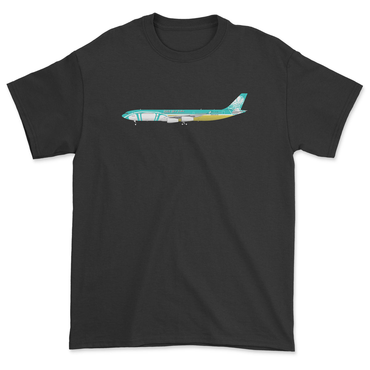 BWIA West Indies Airways Airbus A340 Unisex T-Shirt - Black
