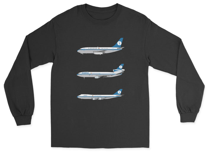 Sabena B737, DC-10, B747 Unisex Long Sleeve T-Shirt - Black