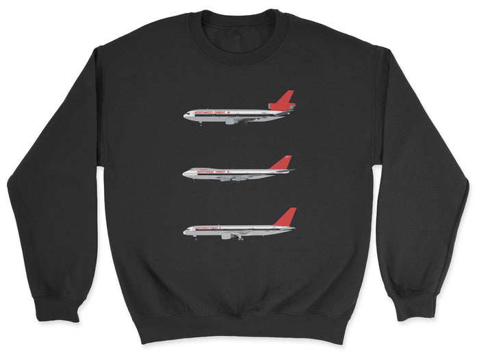 Northwest Orient Airlines DC-10, B747, B757 Unisex Sweatshirt - Black