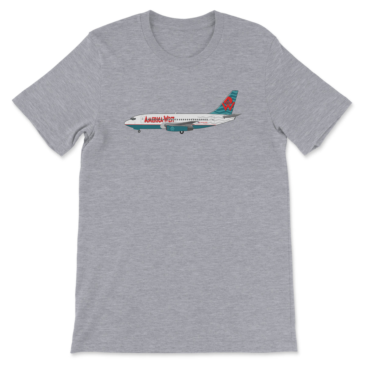 America West Airlines Boeing 737 Unisex T-Shirt - Athletic Heather