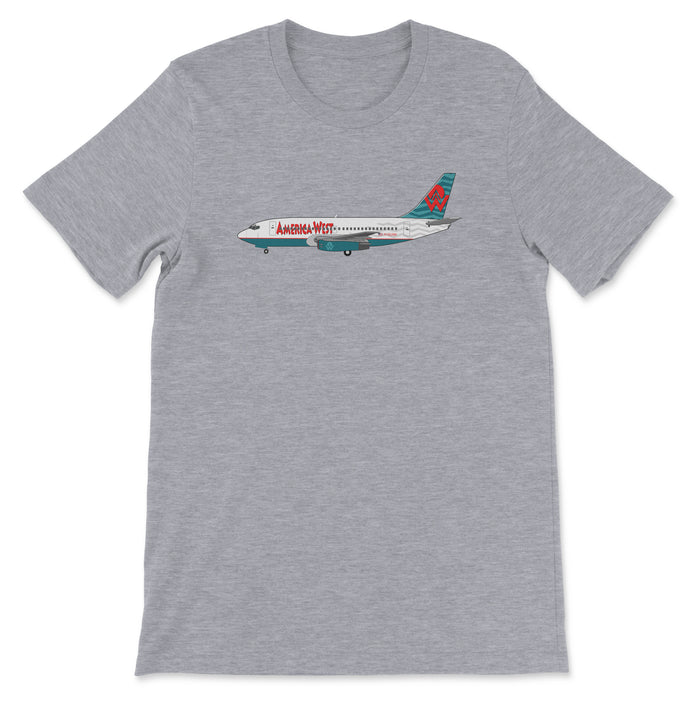 America West Airlines Boeing 737 Unisex T-Shirt - Athletic Heather