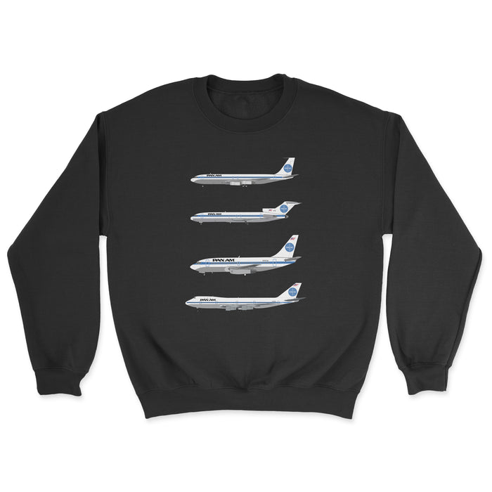 Pan Am B707, B727, B737, B747 Unisex Sweatshirt - Black