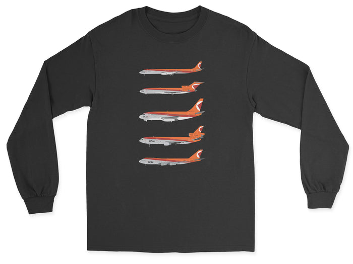 CP Air DC-8, B727, B737, DC-10, B747 Unisex Long Sleeve T-Shirt - Black